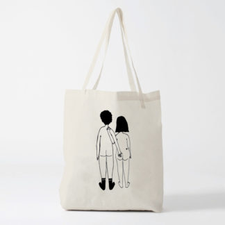 Tote Bag Naked Couple Back en coton organique illustré par Helen B.