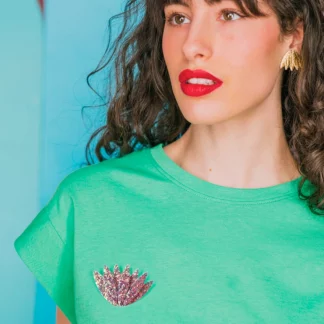 Broche en cuir GINA Glitter | Demisel